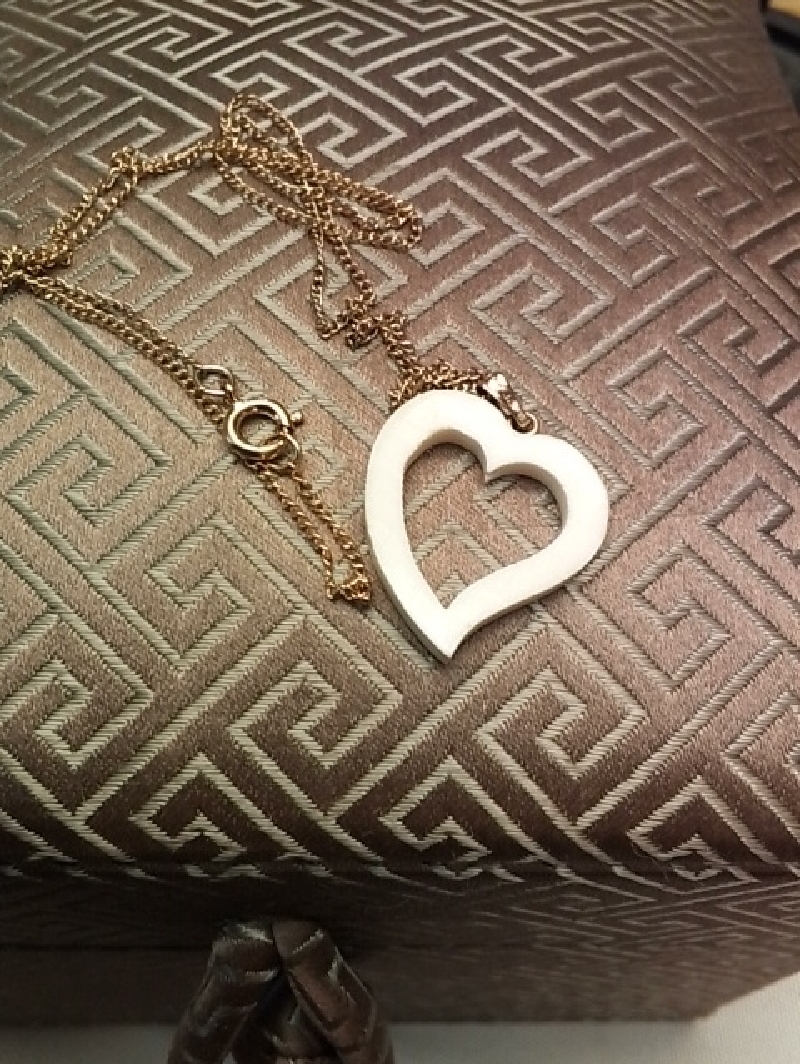 Gold Chain Necklace With White Heart Pendant